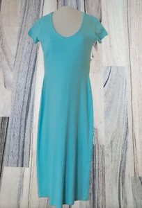 Moda International Dress Womens Small Blue Maxi Cotton Natural Fiber Ribbed Long - Picture 1 of 7