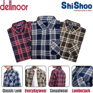 Pack de 3 Camisas Niños Franela Manga Larga Informal Algodón Cuadros Camisa: Edad 7-13 años - Imagen 1 de 34
