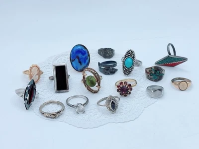 Fashion Ring Lot Sarah Cov Gold Filled Cameo Some Sterling Costume Ring Lot - Image 1 of 4