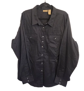Wrangler Womens Black Long Sleeve Pearl Snap Shirt 3XL Western Cowgirl NWT - Picture 1 of 10