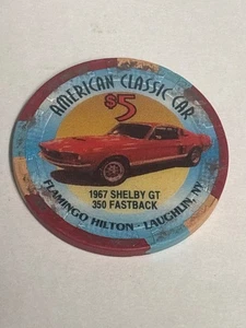 1967 Shelby Mustang GT350 Fastback Flamingo Hilton Laughlin $5 Casino Chip - Picture 1 of 4