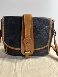 Vintage Dooney and Bourke Crossbody Taupe Pebbled Leather Equestrian Purse Bag - Picture 1 of 15