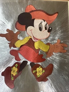 MINNIE MOUSE Cowgirl Cowboy Boots Yellow Rose of Texas Foil Disney Art❤️blt11h5s - Picture 1 of 14