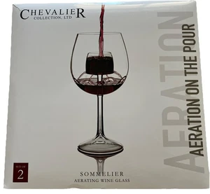 Sommelier Aerating Wine Glass (Set of 2) by Chevalier Collection Patented EUC - Picture 1 of 4