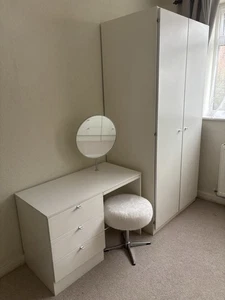 Vintage White Bedroom Furniture - Double Wardrobe/Dressing Table/Drawer Unit - Picture 1 of 23