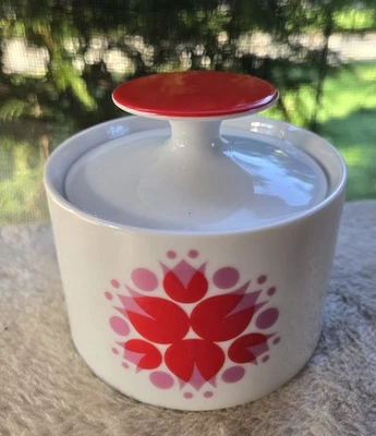 Azúcarero rojo y blanco vintage años 60 70 con tapa Rosenthal Thomas Alemania MCM Foto 1 de 4
