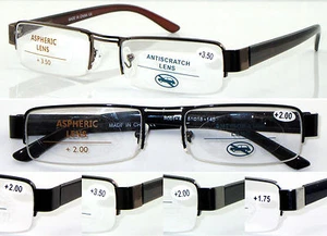 Occhiali da Lettura Semi-Rimless Cerniere a Molla Classici Doppio Ponte Disegnati L408 - Foto 1 di 25