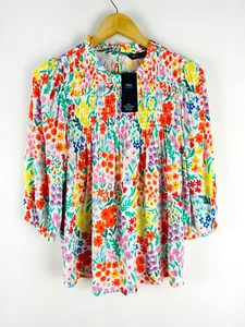 MARKS AND SPENCER M&S Beautiful Floral Smock Detail Blouse BNWT, Size UK 14! - Foto 1 di 7