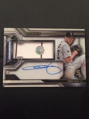 2016 Topps Strata Chris Sale 3 Color Patch Autograph Relic White Sox Red Sox - Image 1 of 3