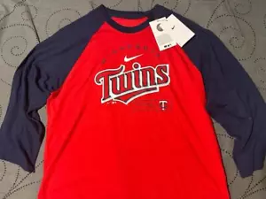 NIKE MINNESOTA TWINS BASEBALL DRI-FIT 1/2 SLEEVE SHIRT SIZE M MEN NWT $45.00 - Picture 1 of 3