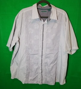 Cubavera Men’s White & Blue Striped/Floral Button Up Shirt Size 3X, Tropical - Picture 1 of 5