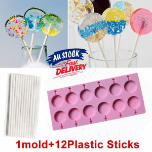 12grid Lollipop Mould DIY Sticks Round Chocolate Hard Candy Mold Baking Silicone