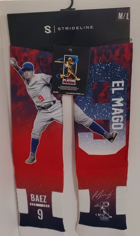 STRIDELINE SOCKS  JAVIER BAEZ #9 EL MAGO CHICAGO CUBS MEN'S SOCKS (size large) Cover