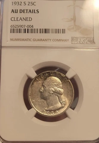 1932 S (San Francisco) AU Details Key DATE Silver Quarter) FRESHLY GRADED BY NGC Cover