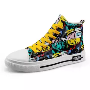 Childrens High Top Canvas Shoes Breathable Lace Up Sneakers for Boys and Girls R - Picture 1 of 36