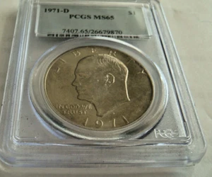 1971 D PCGS MS65 Eisenhower Ike Dollar Denver GEM - Picture 1 of 3