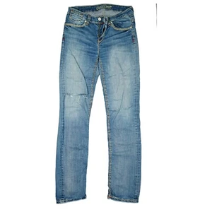 Soccx Denim Ladies Jeans Trousers Stretch 38 W29 L34 Cracks Used Look Blue Thick - Picture 1 of 5