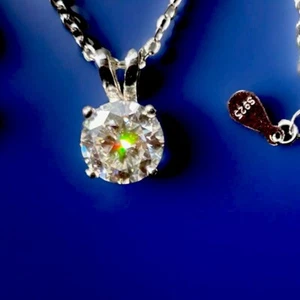 1Ct Moissanite VVS1 Certified GRA Pendent Necklace/SS 18” Chain - Picture 1 of 3