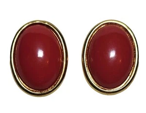 Pendientes Omega Clip On Vintage Tono Oro Rojo Firmado LCI - Imagen 1 de 6