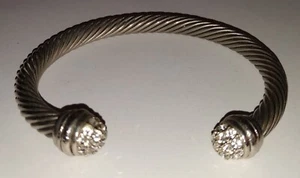 Silberfarbenes Kabelarmband mit Strass 7 Zoll - Bild 1 von 6