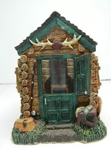 Portacandele vintage Figi Grafica Log Cabin 1995 Cabina caccia/pesca 4,5" H - Foto 1 di 16