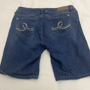 Seven7 Jeansshorts Größe 16 Damen Bermuda blaue Waschung Stretch mittlerer Bund - Bild 1 von 7