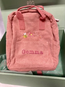 CUTE! Personalized Mini Backpack "GEMMA" Pink Bumbleebee, Cord 10" - Picture 1 of 3