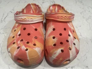 Crocs Krawatte weiß orange Slipper Clogs Sandalen Damen 9 Herren 7 - Bild 1 von 7
