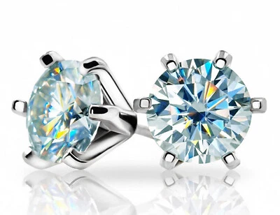2.04 Ct Vvs1 Ice White Color Moissanite Diamond 925 Silver Engagement Earrings - Image 1 of 3