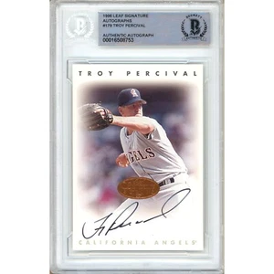 1996 Leaf Signatures #179 Troy Percival Signed Card AUTO Beckett Slab LA Angels - Picture 1 of 5