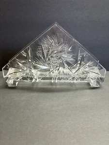 Vtg Pressed Crystal Glass Pinwheel Napkin Holder Letter Holder Holiday READ - Picture 1 of 21