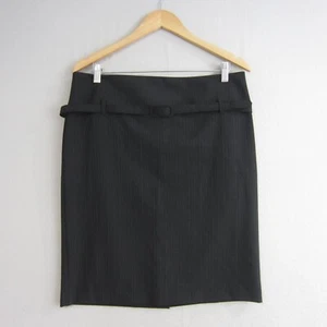 Portmans Skirt Womens 12 Grey Stripe Straight Pencil Belt Slit Career Corporate - Picture 1 of 11