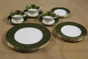 15 Pcs Wedgwood Bone China England Florentine Dark Green W4170 3 Place Settings - Picture 1 of 5