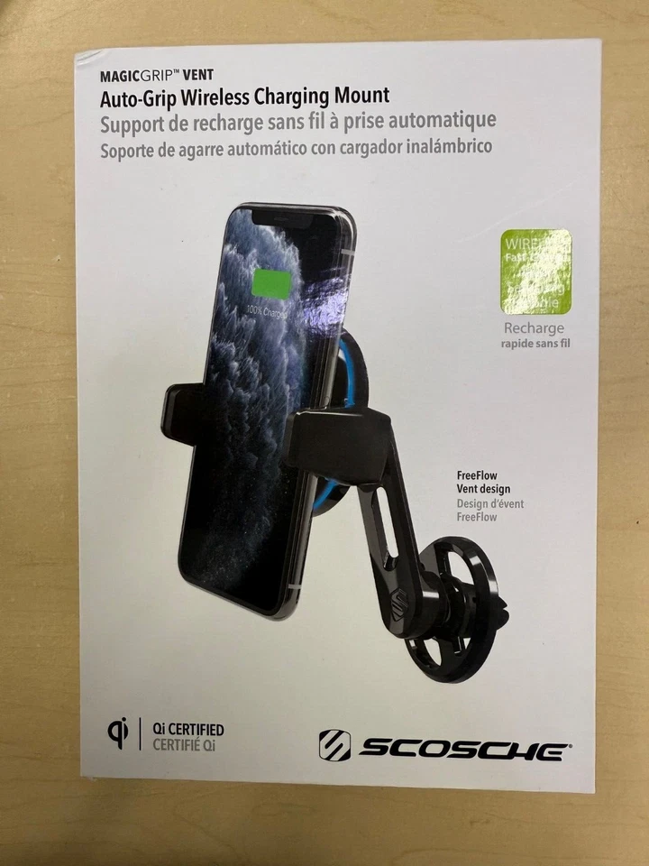 Scosche MagicGrip Auto Grip Wireless Vent Charging Mount Qi Charging - Black - Image 1 of 4