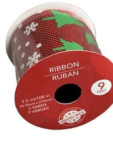 Christmas House Christmas Ribbon Glittered Snowflakes 2.5" x 3 Yards(1Roll) - Picture 1 of 8