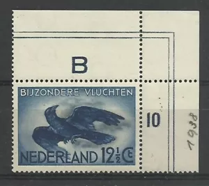 Francobolli olandesi: 1938 12 1/2c. Crow in Flight dk numero blu e grigio. Nuovo di zecca - Foto 1 di 2