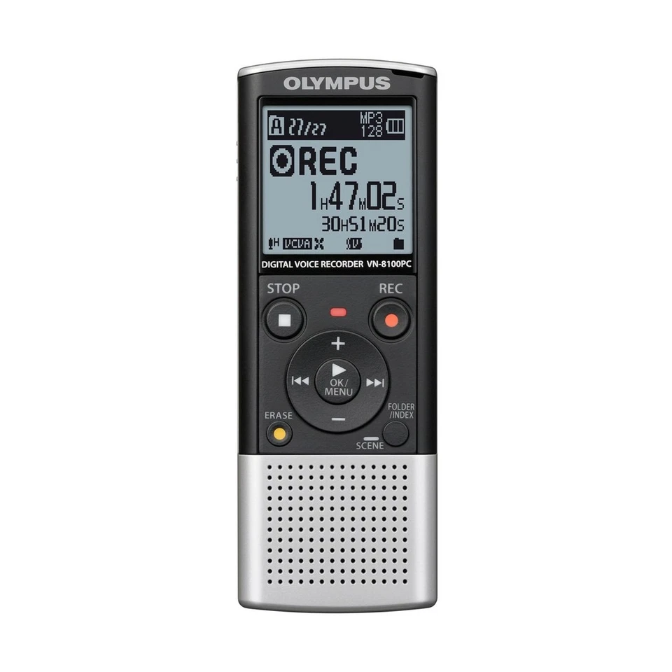 Olympus VN-8100PC Digital Voice Recorder 142600 (Silver and Black) Silver/Black - Image 1 of 1