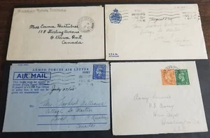 U.K.-4 Military Covers(WW 11-era)all to Canada(3) & U.S.(1) - Picture 1 of 2