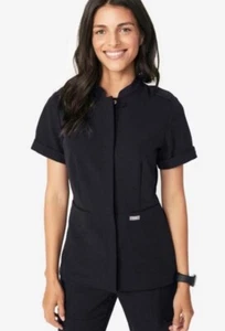 NUEVO CON ETIQUETAS Camisa Médica Figs Zaba •S• Negra Botón Oculto Manga Corta Técnica NUEVA - Imagen 1 de 8