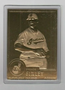 Tarjeta de oro de 22 kt sellada Chuck Finley 2000 Danbury Mint 131 indios - Imagen 1 de 1
