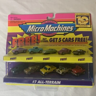 Vintage 1996 Galoob Micro Machines #7 All-Terrain +5 Free Cars NIB Jeep Hot Rods - Image 1 of 4