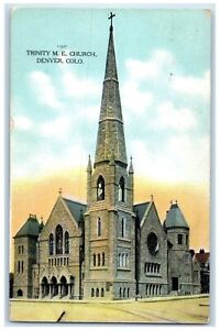 1910 Trinity M.E. Church Chapel Exterior View Building Denver Colorado Postcard