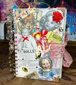 Junk Journal Handarbeit Chunky Gothic Grusel Puppen Motiv Vintage & Neu - Bild 1 von 22