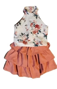 Girls 10-11 Years Shien Dressy Pink Skirt And Floral Halter Top - Picture 1 of 6