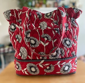 Vera Bradley Tote/Shoulder Bag Retired Deco Daisy Pattern Red, White, Black - Picture 1 of 6
