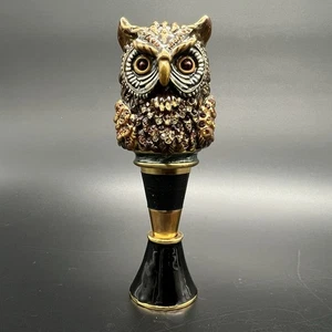 Tapón de botella de vino Jay Strongwater retirado búho y soporte esmalte cristal de Swarovski - Imagen 1 de 14