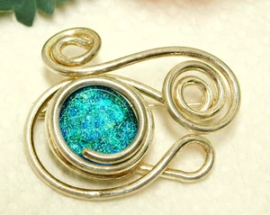 BROCHE GALAXIA CUENTAS VIDRIO VIDRIO TRASERO PLANO DICROICO AZUL - Imagen 1 de 5