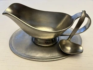 Vintage 950 %95 Silver Pewter Arte Italica - Platter, Sauce Boat, Ladle Spoon -  - Picture 1 of 9