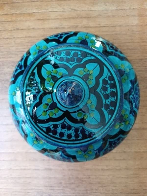 Beautiful Vintage Turquoise Safi Moroccan Kashan Raqqa Lidded Bowl. - Image 1 of 4