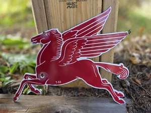 RARE VINTAGE 12” MOBIL PEGASUS HORSE T-53 PORCELAIN SIGN  - Picture 1 of 5